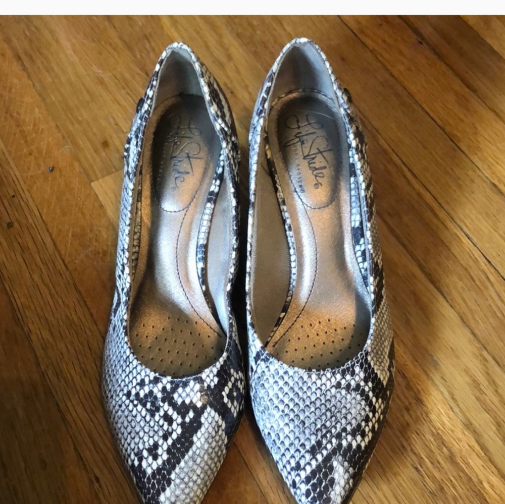 Snake Print Life Stride heels